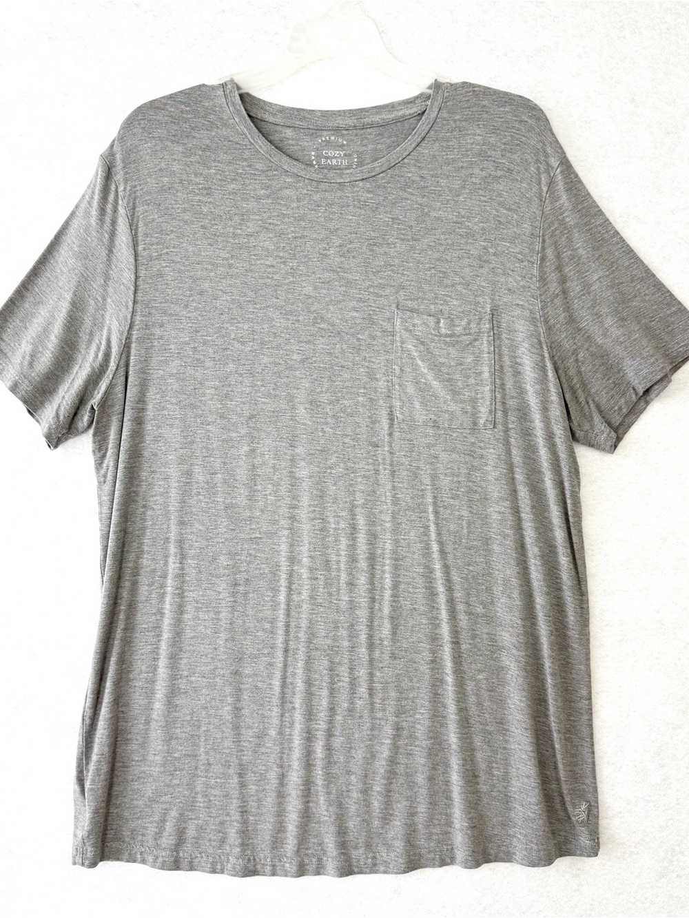 Cozy Earth Top Womens L Gray Premium Bamboo Pocket Soft Comfort Relax Stretch